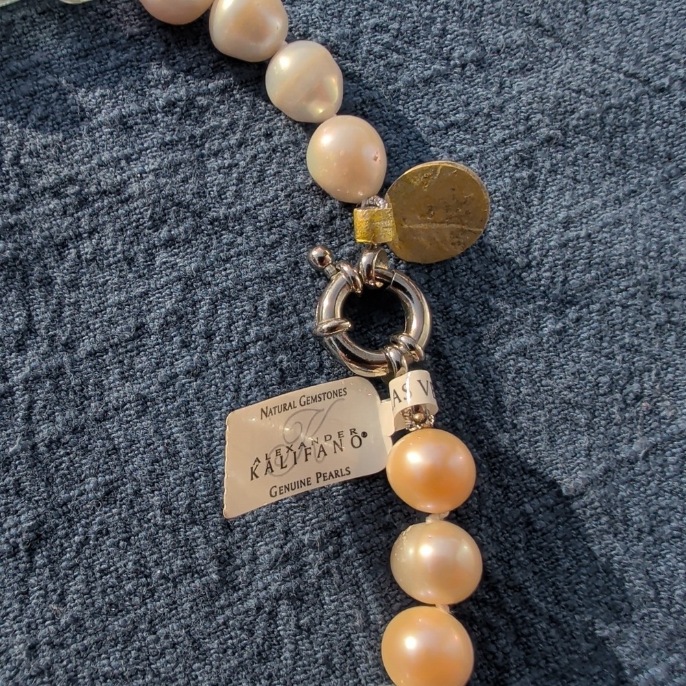 NWT Alexander Kalifano Natural Gemstone & Genuine Pearl Beaded Necklace, 19" - Picture 3 of 8